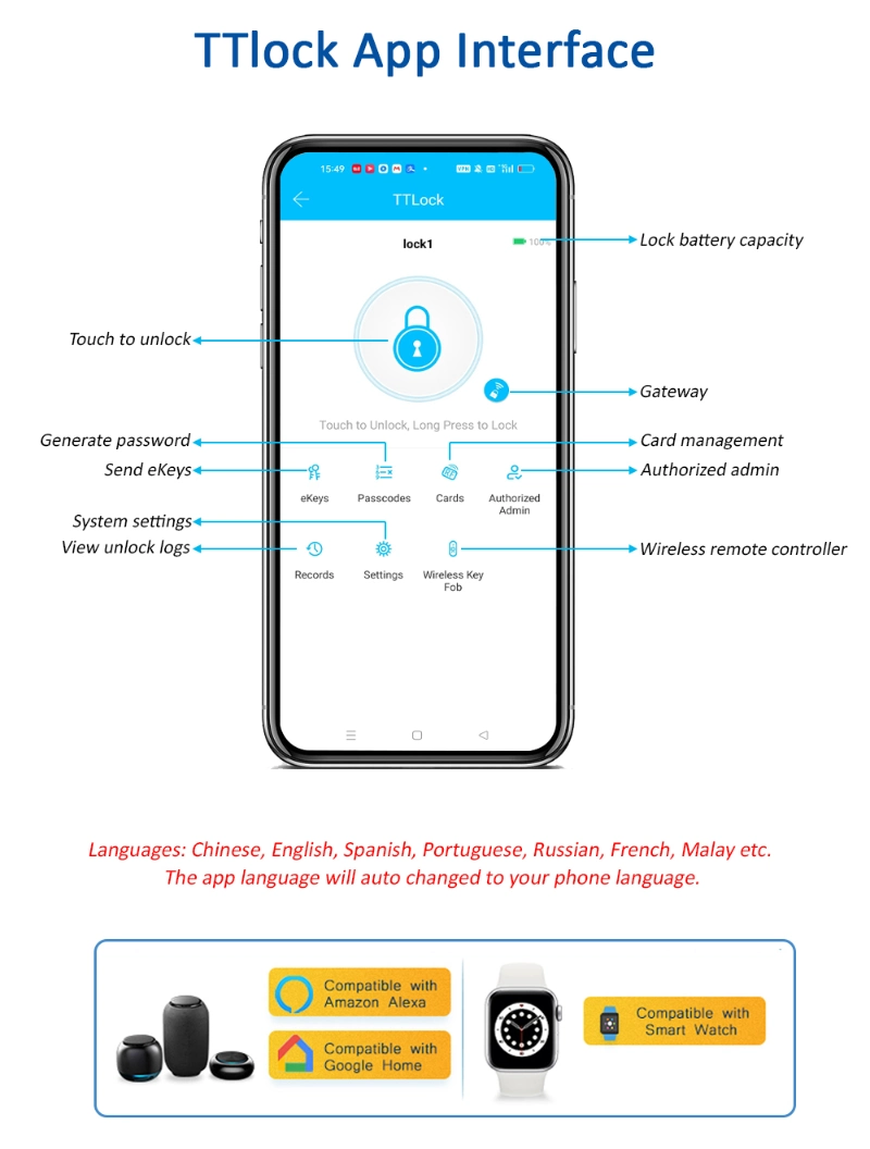 Ttlock Bluetooth Digital Keyless Combination Security Code Mechanical Door Lock