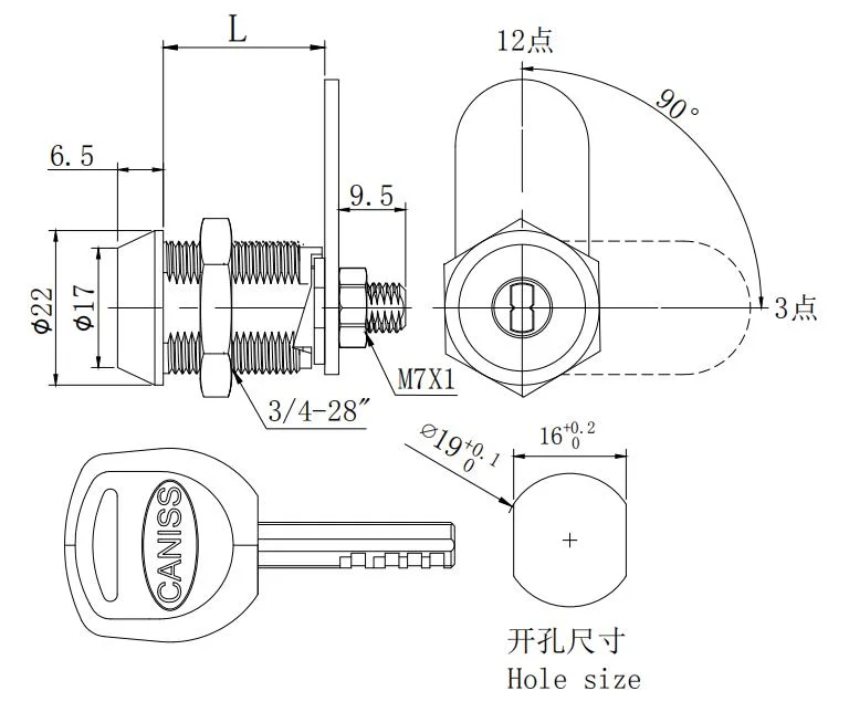 Safe Zinc Alloy Key Cylinder Door Cam Locks